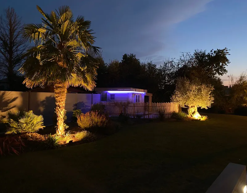 Mise en lumière de jardin par AVP — éclairage extérieur paysager nocturne